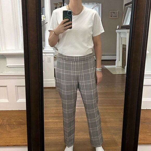 Ann Taylor Plaid Dress Pants Trousers Brown Blue Cream Size 10 - Picture 4 of 12